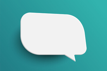 White rectangle speech bubble on green background