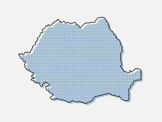 Vector map of Romania from points, dotted template
