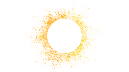 glowing gold sparkle shimmer flakes element on transparent circle shape for wedding festivals