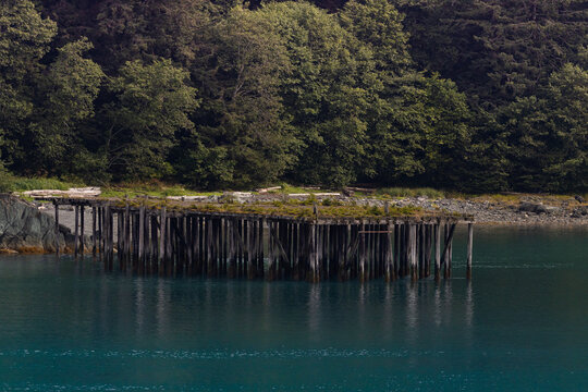 Abandoned WWII Naval Pier Ruins in Resurrection Bay, Seward, Alaska