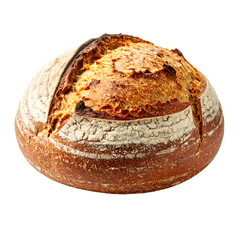 Artisanal Sourdough Bread Loaf Isolated on White Background