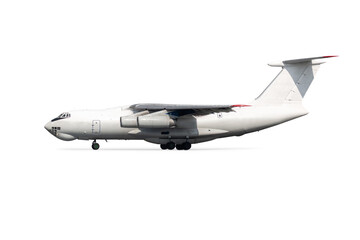 White heavy wide body cargo plane isolated