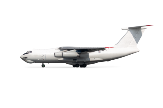 White heavy wide body cargo plane isolated