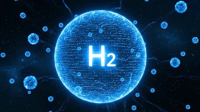 Hydrogen H2 Molecule Clean Energy Concept. - Powered by Adobe