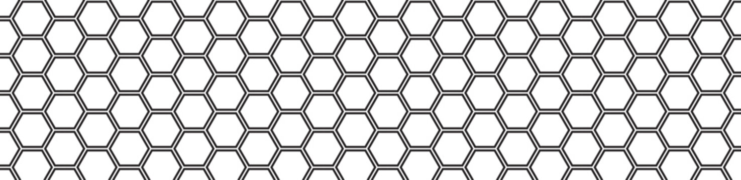 Honeycomb pattern with hexagon mesh texture bee comb grid. Black and white honey hexagonal cells seamless texture. geometric hive hexagonal honeycombs. Vector illustration.