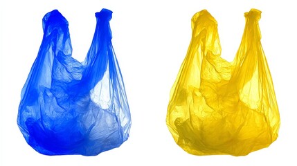 Fototapeta premium Colorful Plastic Bags in Blue and Yellow