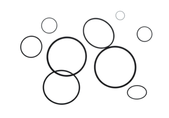 Black and white circles and ovals on transparent background