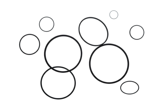 Black and white circles and ovals on transparent background - Powered by Adobe