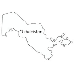 Uzbekistan continuous line map. line art of Uzbekistan map. single outline vector illustration