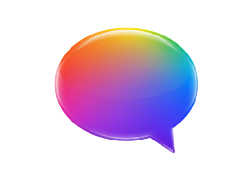 Colorful speech bubble isolated on transparent background for communication