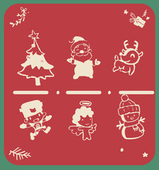 set of christmas elements