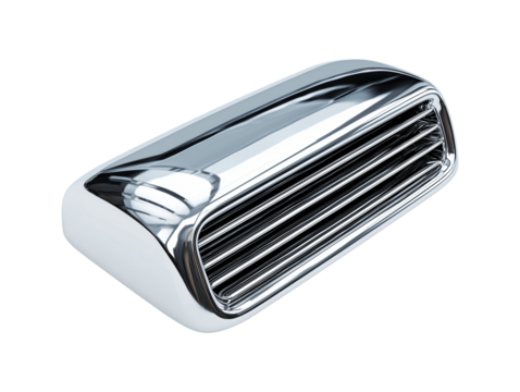 Car air vent chrome grille isolated on transparent or white background, png
