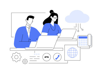 IP telephony isolated cartoon vector illustrations.