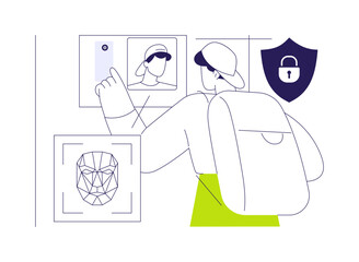 Facial recognition scanners abstract concept vector illustration.