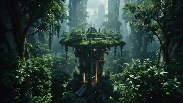 Futuristic Jungle City, Green Utopia, Sci-Fi Architecture