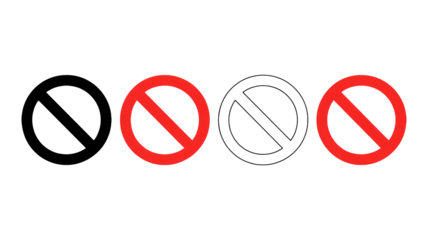 Bold red prohibition signs convey restriction warning stop forbidden no entry alerts