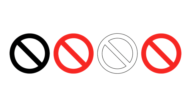 Bold red prohibition signs convey restriction warning stop forbidden no entry alerts