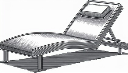 lounge chair drawing it is a line art sketch of a lounge chair also known as a chaise lounge a long reclining chair designed for relaxation sketch line art draw
