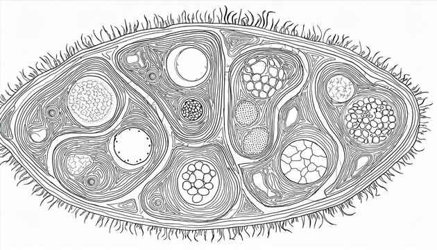 organelle drawing it is a line art diagram of various organelles the specialized subunits within a cell that perform specific functions to sustain life sketch line art draw
