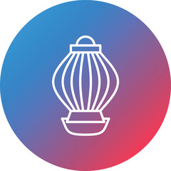 Red Paper Lantern Line Gradient Circle Background Icon