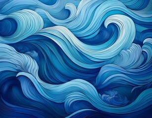 wavy blue patterns calm oceanic waves in serene shades