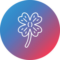 Four Leaf Clover Line Gradient Circle Background Icon