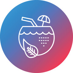 Tropical Drink Line Gradient Circle Background Icon