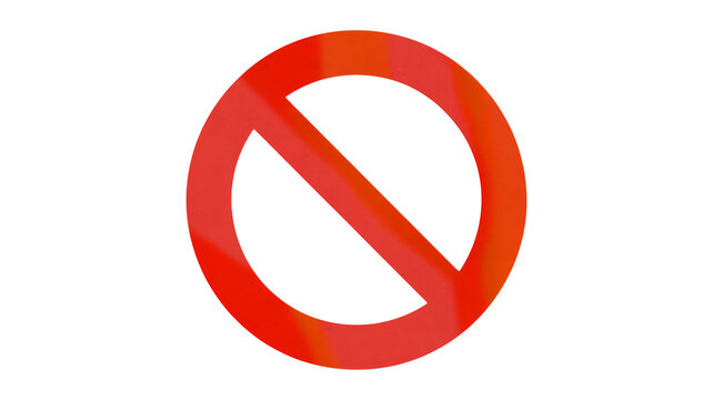 Bold red prohibition sign signifies restriction or forbidden action