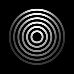 Obraz premium Silver concentric double rings with uniform stroke on black background