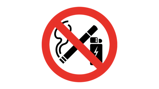 Clear warning sign prohibiting smoking and electrical hazards