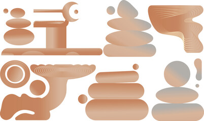 Soft Gradient Zen Stones and Abstract Balance Shapes for Calm Design, Spa Branding, and Wellness Posters