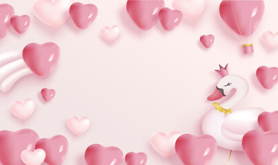 Valentine's day concept background with heart shape balloons. Happy Valentines day vector sale banner, flyer, invitation, poster, background design

