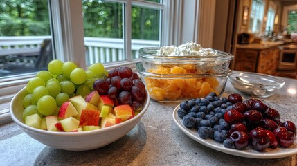 Fresh fruit arrangement grapes apples berries and mandarin oranges