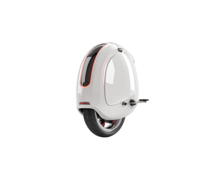 Glossy white electric unicycle on a white background, isolated