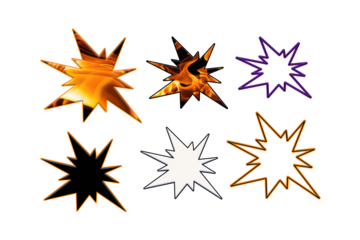 colorful, dynamic boom icon set in flat style. Graphic elements design on transparent background.