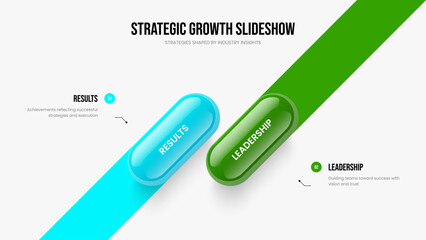 Business Profile 2 Element Infographic Slide Design. Market Analysis Two Option Diagram Slideshow Template. Investor Introduction Frame Layout Vector Illustration.