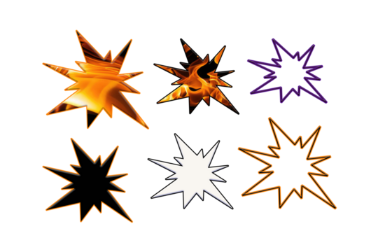 colorful, dynamic boom icon set in flat style. Graphic elements design on transparent background.