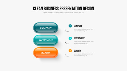 Marketing Performance 3 Step Infographic Slideshow Layout. Project Plan Three Element Diagram Frame Template. Advertising Solution Slide Design Vector Illustration.