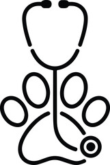 Veterinary Stethoscope Paw Print Logo &ndash; Black and White Vector Symbol for Pet Clinic, Animal Care, and Veterinary Medicine Design
