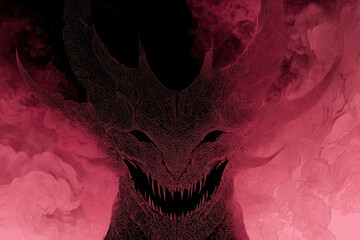 A scary monster, a laughing demon, and an unusual illustration in the style of thin lines