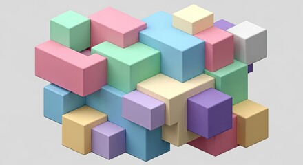 Obraz premium Colorful geometric blocks stacked abstractly, representing creativity and construction