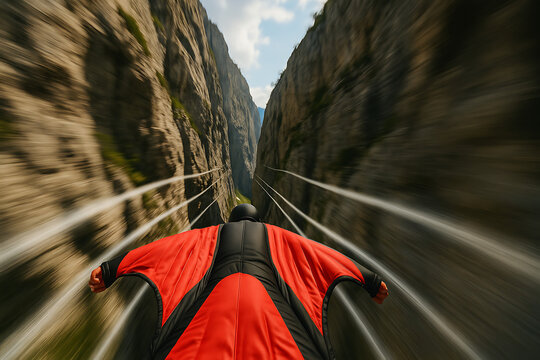 High-Speed Wingsuit Flight Through a Narrow Canyon