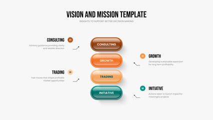 Professional Analysis Four Option Infographic Slide Design. Modern Solution Frame Layout Vector Illustration. Visual Forecast 4 Element Diagram Presentation Template.