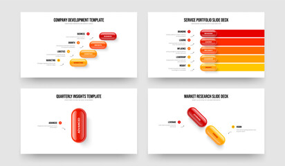Service Visualization 4 5 1 2 Option Diagram Presentation Template Bundle. Project Solution Four Five One Two Element Infographic Slideshow Layout Vector Illustration Set.