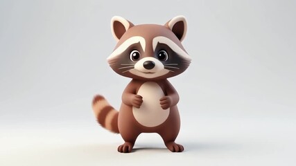 3D Raccoon Looking Around Animation