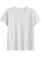 Plain white t-shirt displayed upright isolated on transparent background, perfect for apparel mockups and minimalist design.