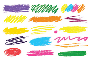 Hand Drawn Crayon Texture Set - Scribble & Chalk Brush Strokes Vector Illustration
