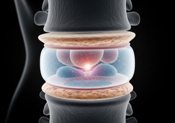 Lumbar spine disc herniation medical illustration isolated on white background