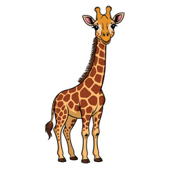 Obraz premium Illustration of standing cute giraffe isolated on white background vector design ideal for animal cartoon character kids decoration or wildlife artwork