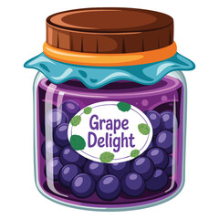 Jar with grappes illustration isolated on white background vector design ideal for fruit decoration packaging organic wine or healthy food artwork projects